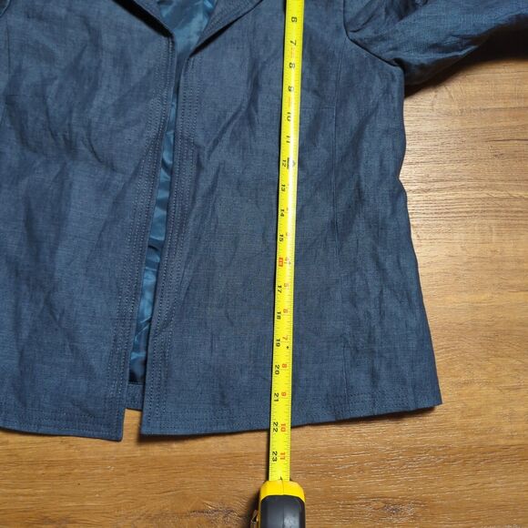 Talbots Open Front Blazer Style Jacket 100% Linen Blue Womens Size 2 Casual - Picture 7 of 8